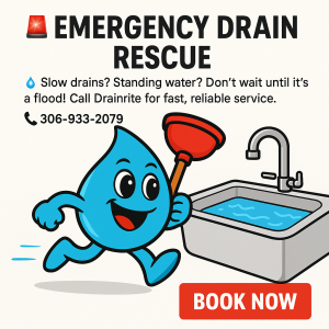 Emergency drain rescue pic with mascot