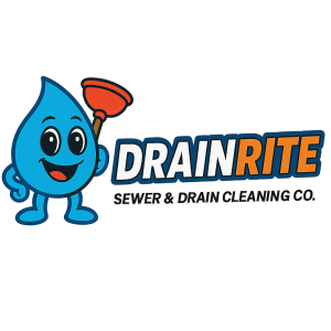 Drainrite logo with company mascot