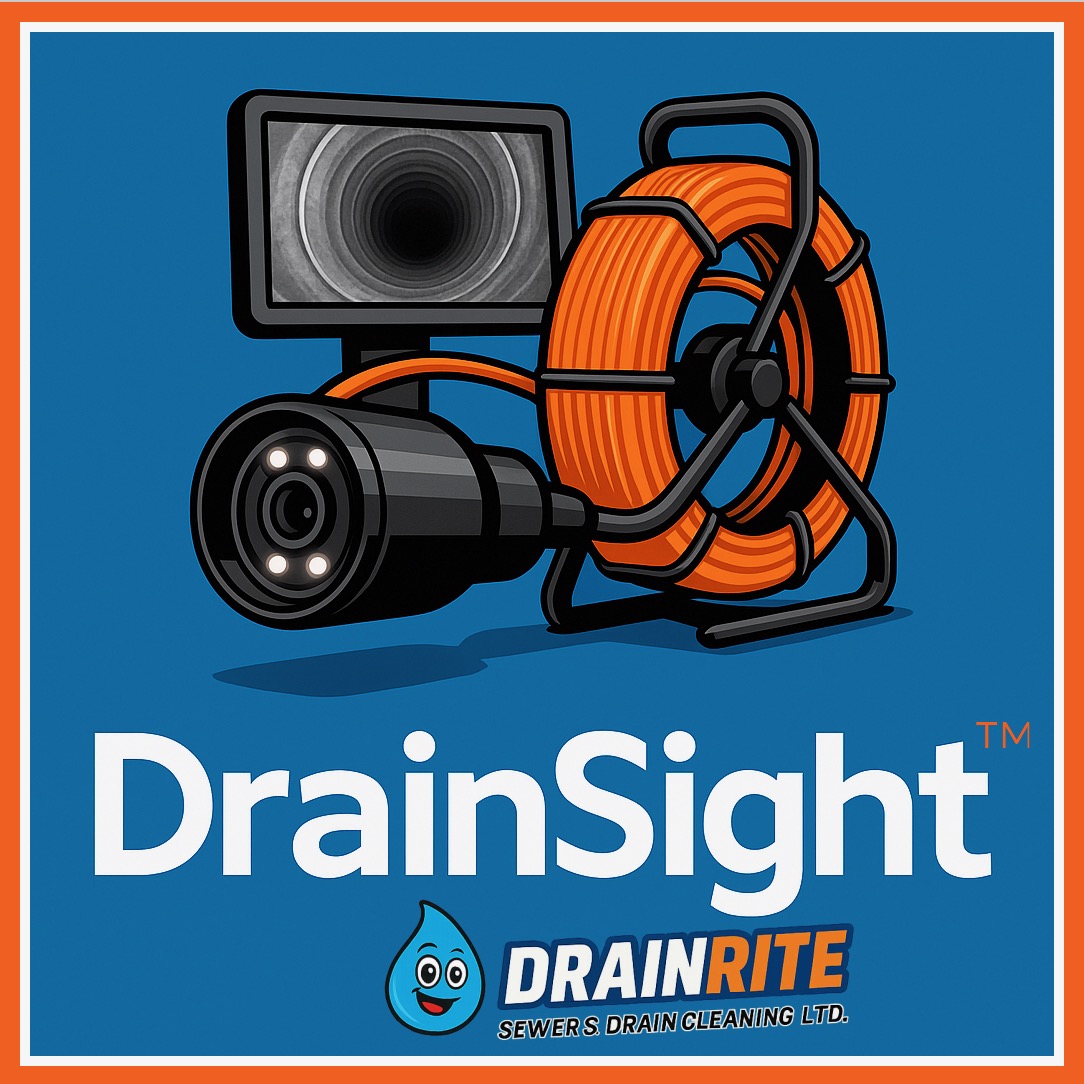 Drainsight sewer camera icon with drainrite logo